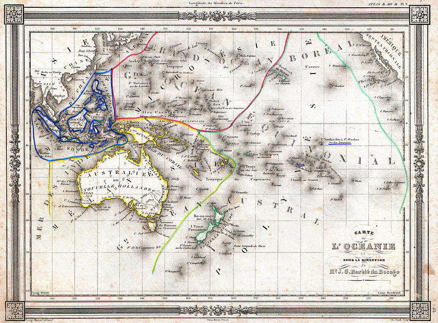 Map Painting - 1852 map of Oceania by Celestial Images