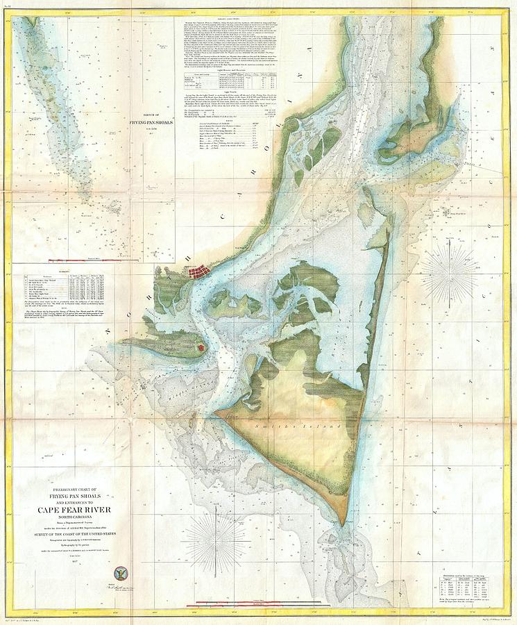 1857 U.S.C.S. Map of Cape Fear, North Carolina Photograph by Paul Fearn ...