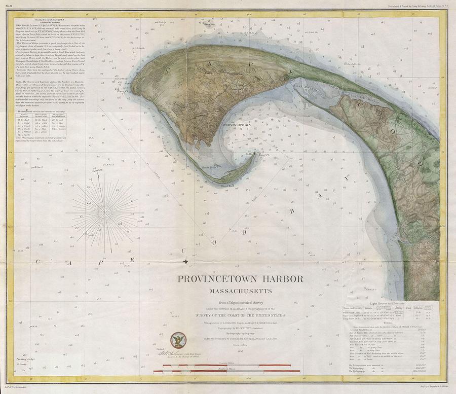 1857 U.S.C.S. Map of Provincetown Harbor, Cape Cod, Massachusetts Photograph by Paul Fearn