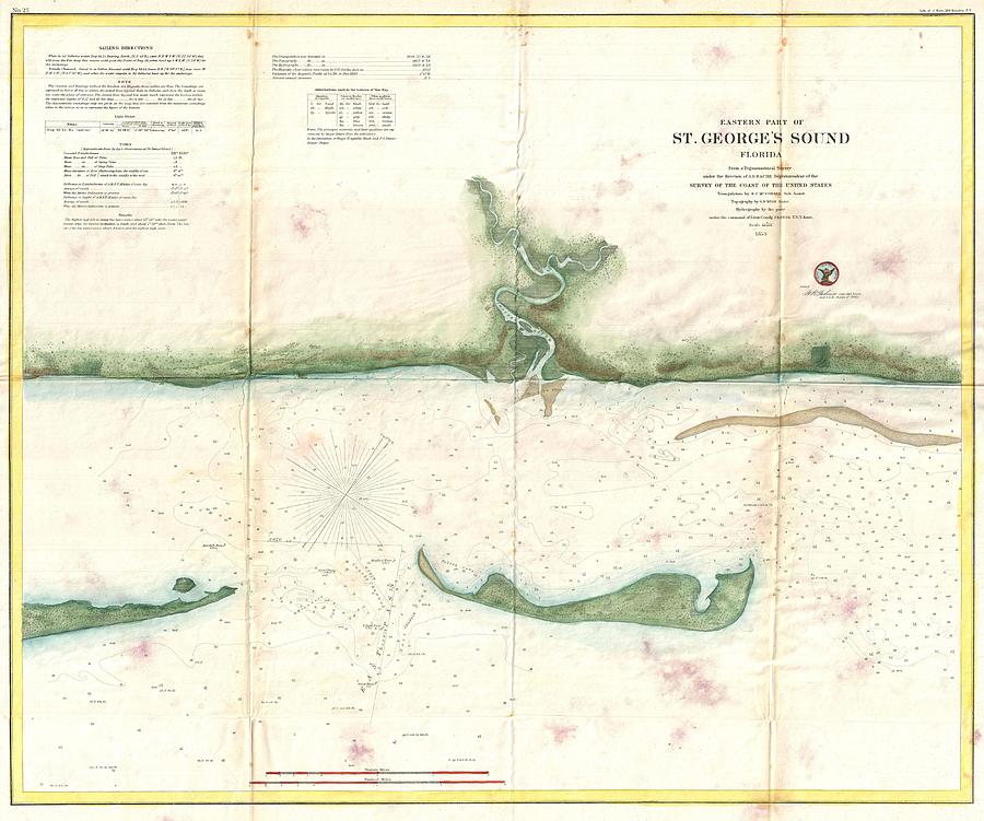 1859 U.S. Coast Survey Map of St. George Sound, Florida Panhandle Photograph by Paul Fearn