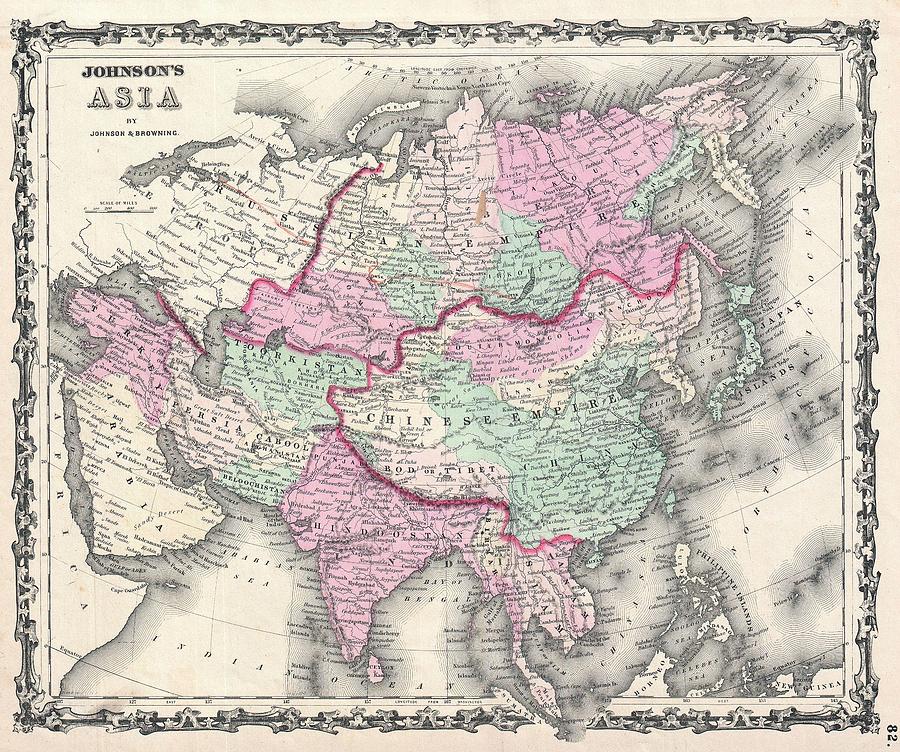 1861 Johnson Map of Asia Photograph by Geographicas - Fine Art America