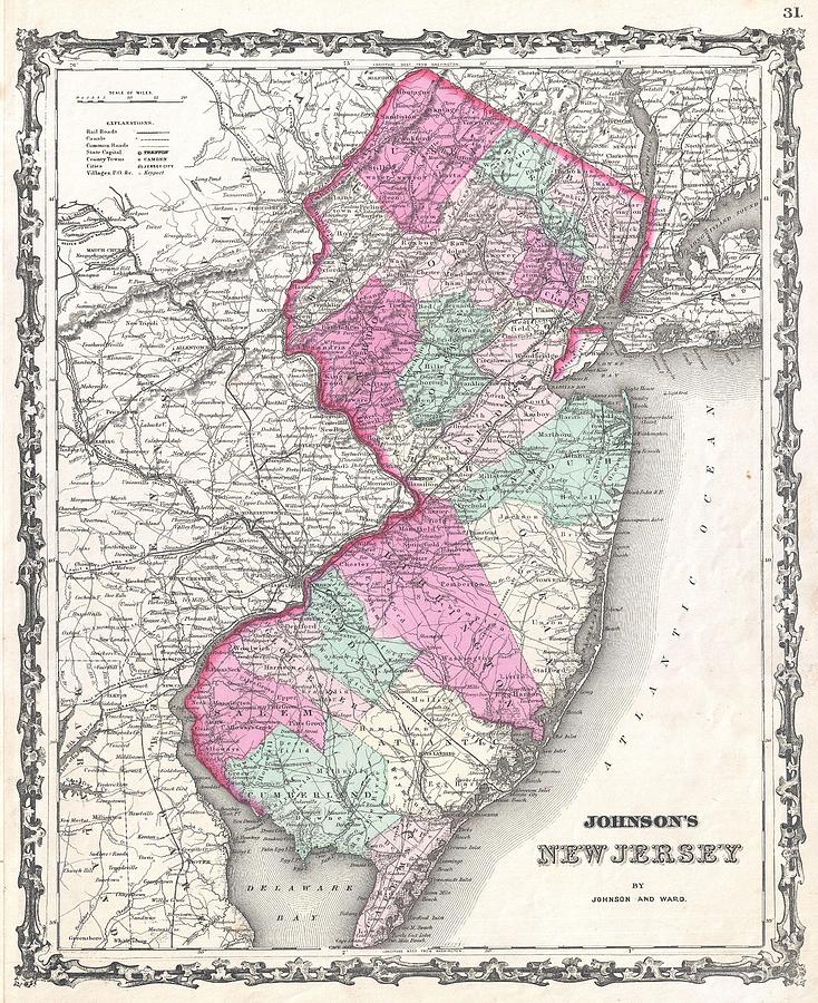 1862 Johnson Map of New Jersey Photograph by Paul Fearn - Pixels