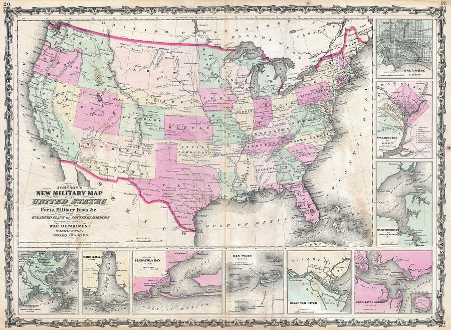 1862 Johnson Military Map of the United States Civil War  Photograph by Paul Fearn