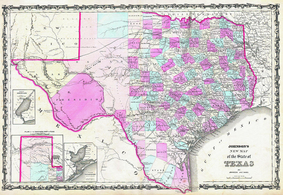 1862 Map of Texas Digital Art by Bill Cannon