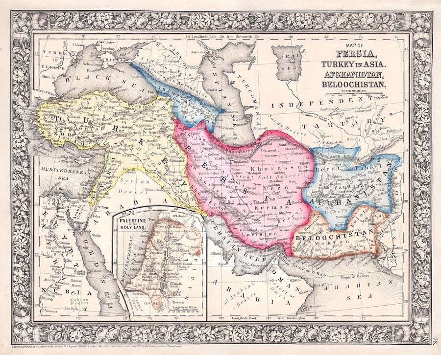 1864 Map of Persia Turkey and Afghanistan Iran Iraq Painting by Celestial Images