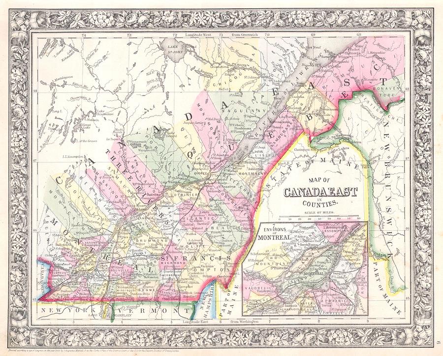 1864 Mitchell Map of Quebec Canada Photograph by Paul Fearn - Pixels