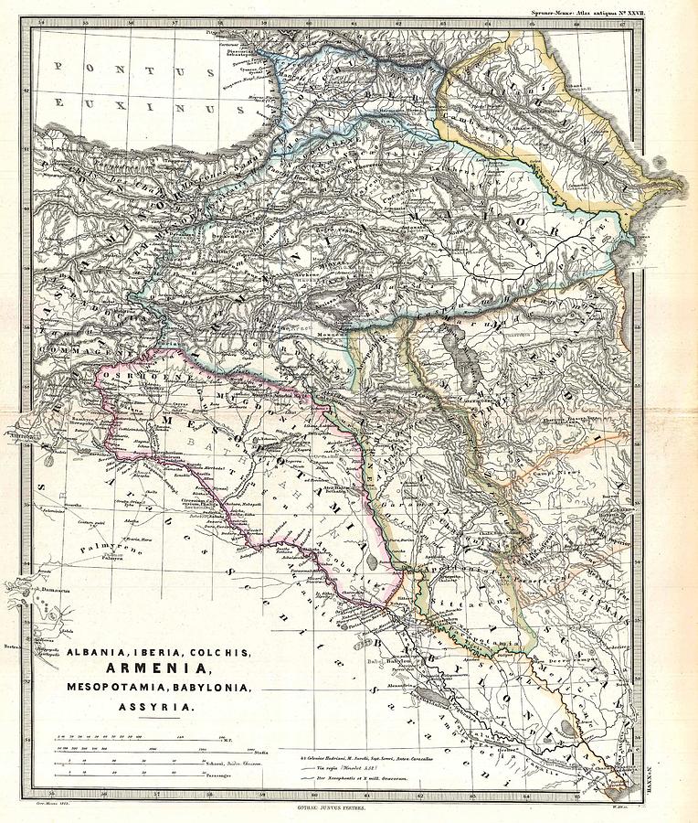 1865 Map of the Caucasus and Iraq in Antiquity Painting by Celestial Images