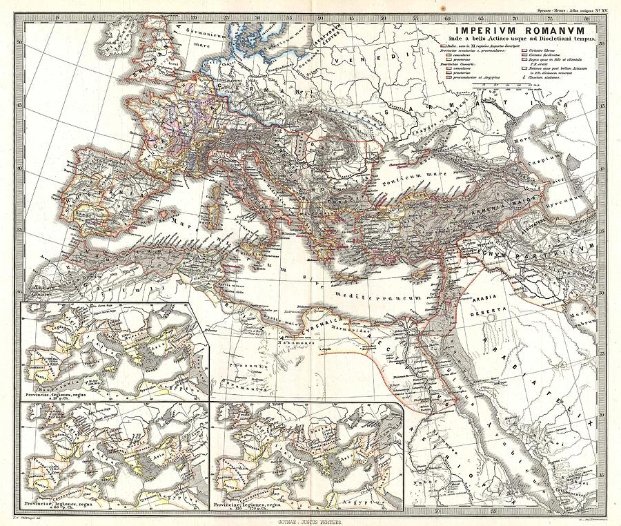 Map Painting - 1865 Map of the Roman Empire under Diocletian by Celestial Images