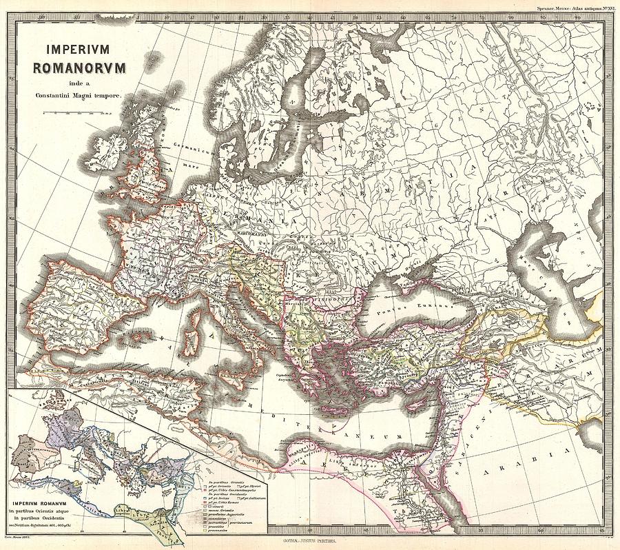 1865 Map The Roman Empire Under Constantine Painting by Celestial Images