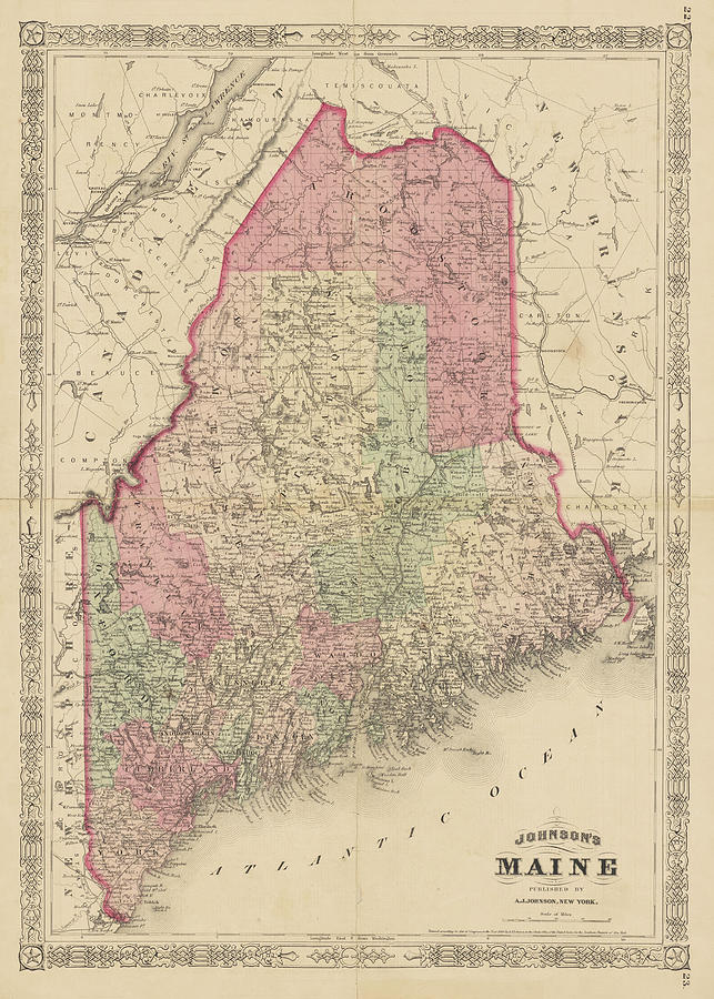 1866 Maine Map Historical Map New England Digital Art by Toby McGuire