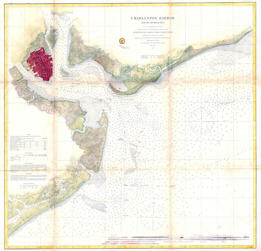 1866 USCS Map of Charleston Harbor South Carolina Photograph by Paul Fearn