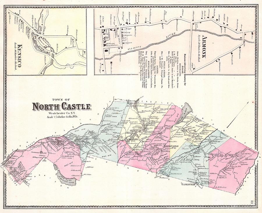 1867 Warner and Beers Map of North Castle and Armonk Westchester New York Photograph by Paul Fearn