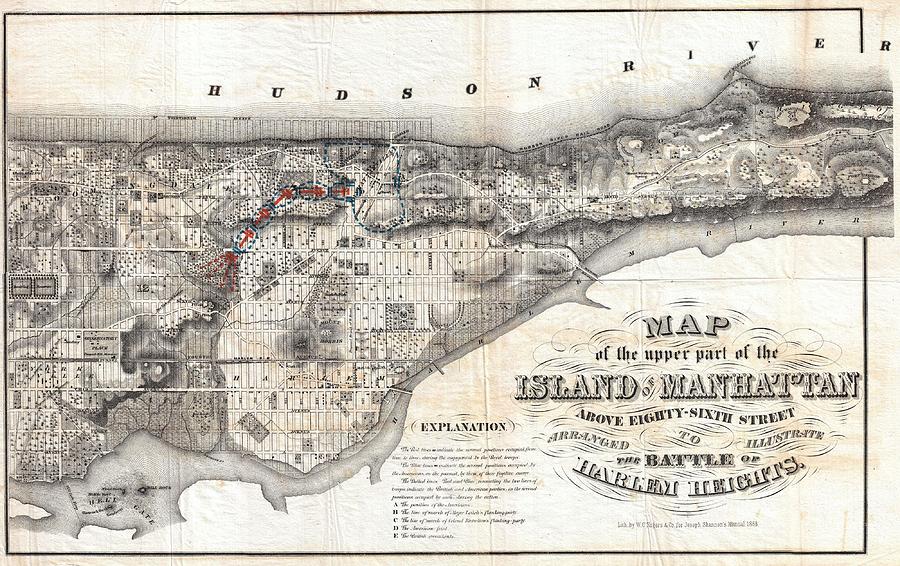 1868 Rogers Map of Manhattan New York City North of 86th St  Photograph by Paul Fearn
