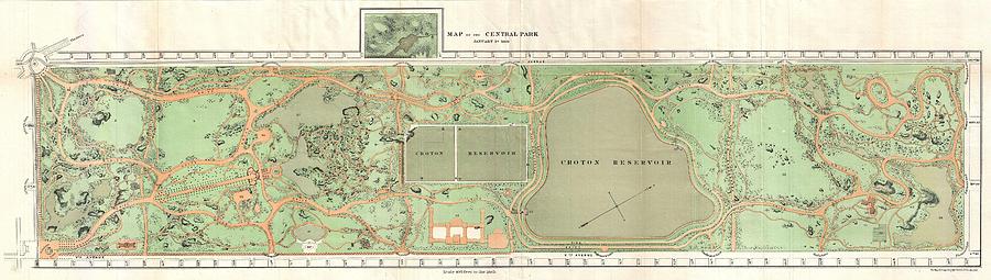 1870 Vaux and Olmstead Map of Central Park New York City Photograph by Paul Fearn