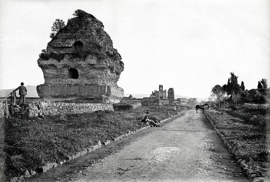 1870 Visiting Roman Ruins along the Appian Way Photograph by Historic Image