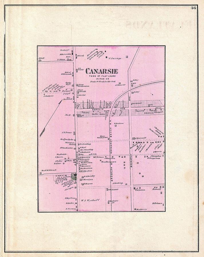 1873 Beers Map of Canarsie Brooklyn New York City Photograph by Paul ...