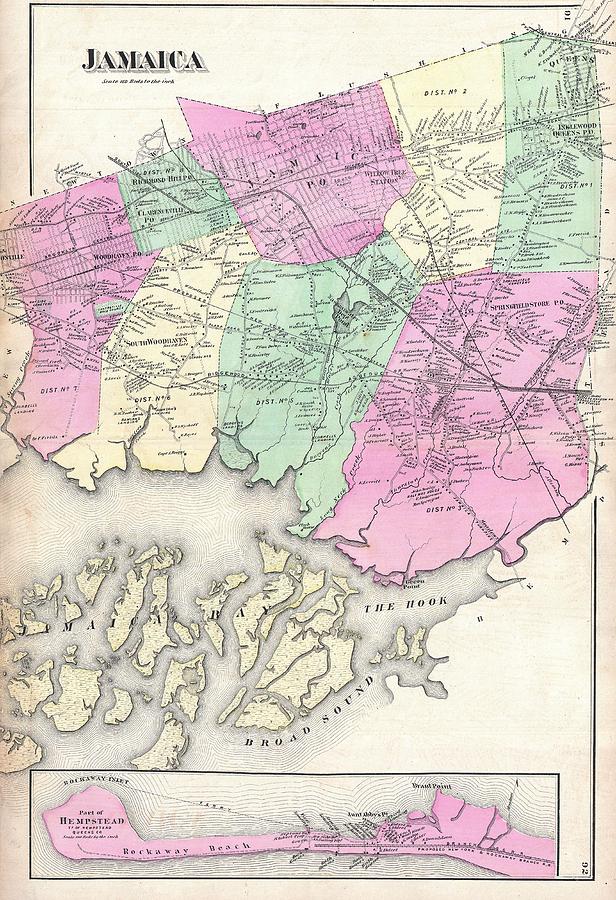 1873 Beers Map of Moriches Eastport and Southampton Long Island New York  Photograph by Paul Fearn