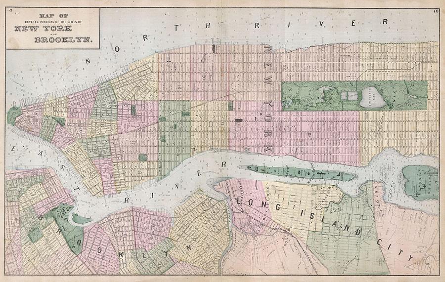 1873 Beers Map of New York City  Photograph by Paul Fearn