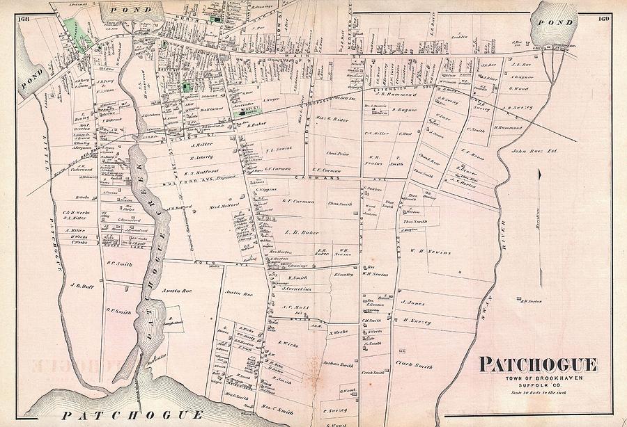 1873 Beers Map Of Patchogue Long Island New York Paul Fearn 
