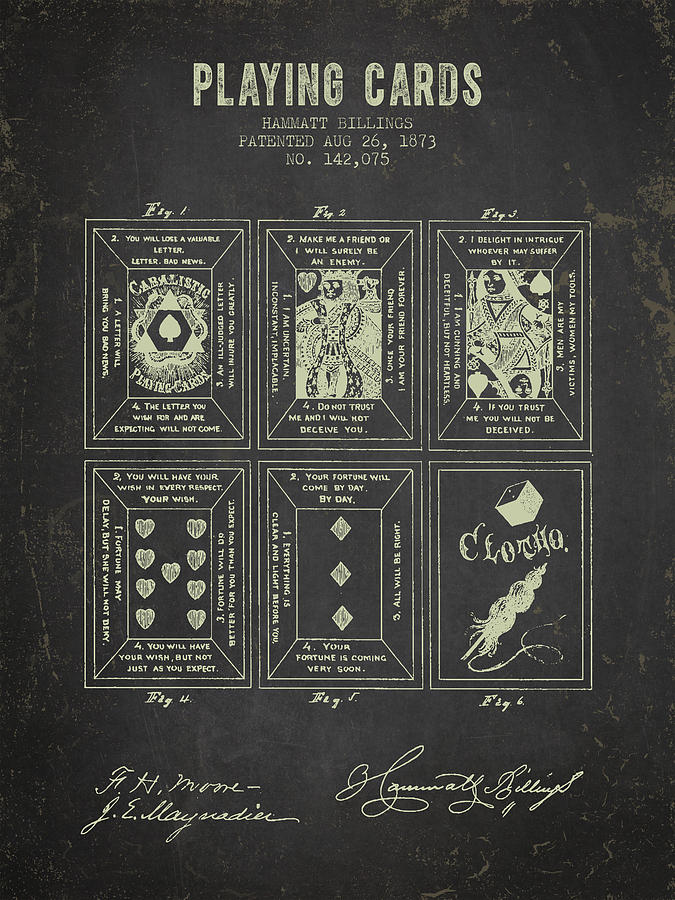 Las Vegas Digital Art - 1873 Playing Cards Patent - Dark Grunge by Aged Pixel