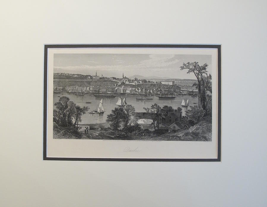 Nature Drawing - 1874 Engraving of Quebec City Skyline by JD Woodward