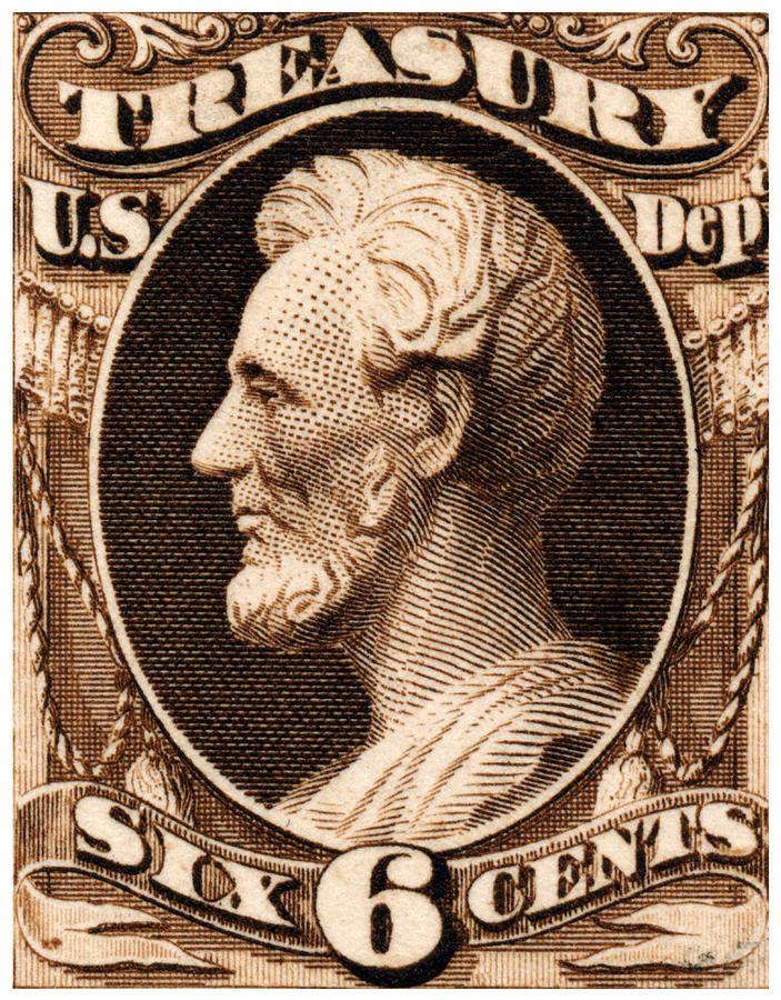 Abraham Lincoln Painting - 1875 Abraham Lincoln Treasury Department Stamp by Historic Image