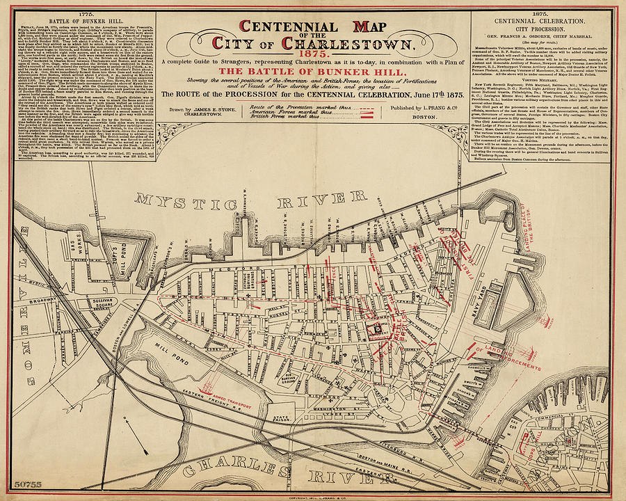 1875 Centennial Charlestown Map Charlestown MA Digital Art by Toby McGuire