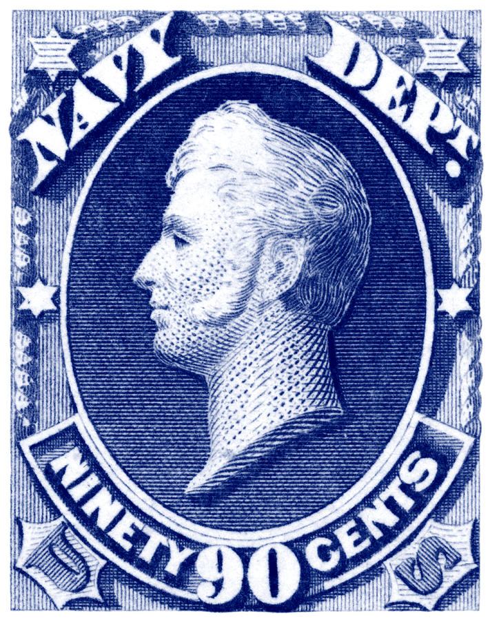 1875 Commodore Perry US Navy Department Stamp Painting by Historic Image