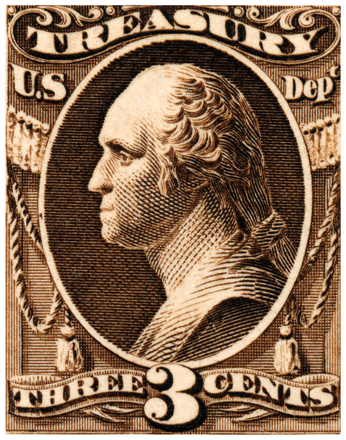 George Washington Painting - 1875 George Washington Treasury Department Stamp by Historic Image