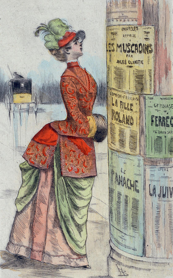 1875 Paris France Fashion Drawing Drawing by Movie Poster Prints