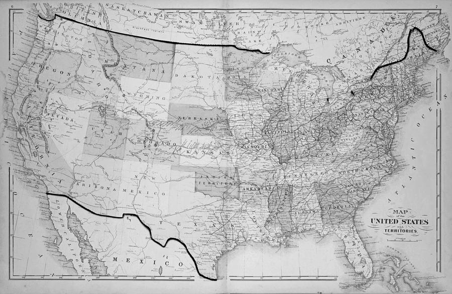 1876 Map of the United States Photograph by Toby McGuire