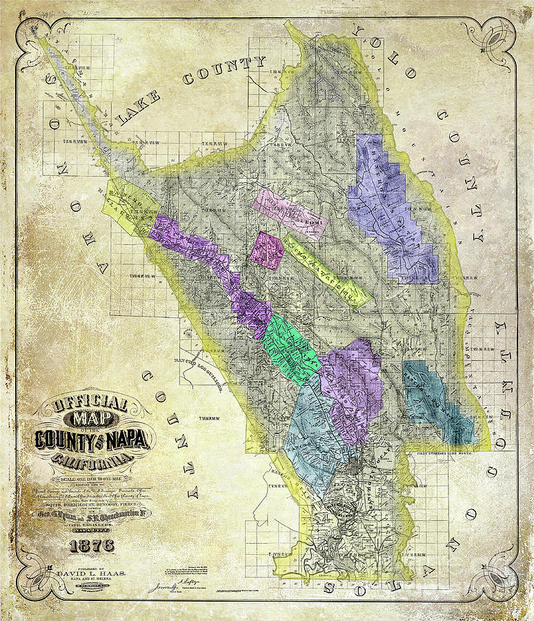 1876 Napa Valley Map Photograph by Jon Neidert