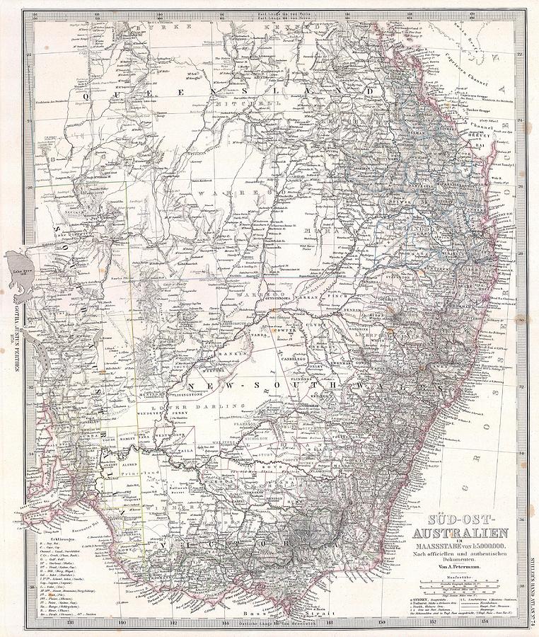 1876 Stielers Map of Southeastern Australia Photograph by Paul Fearn