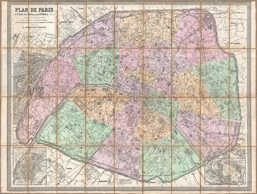 1878 Andriveau Goujon Pocket Map of Paris France  Photograph by Paul Fearn