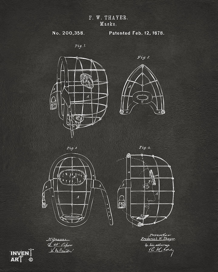1878 Baseball Catchers Mask Patent - Gray Digital Art by Nikki Marie Smith