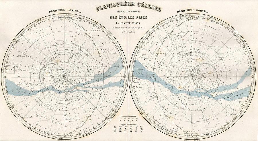 1878 Migeon Map of the Stars and Constellations Photograph by Paul Fearn