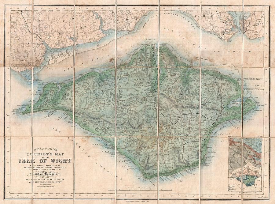 1879 Stanford Pocket Map of the Isle of Wight England Photograph by Paul Fearn