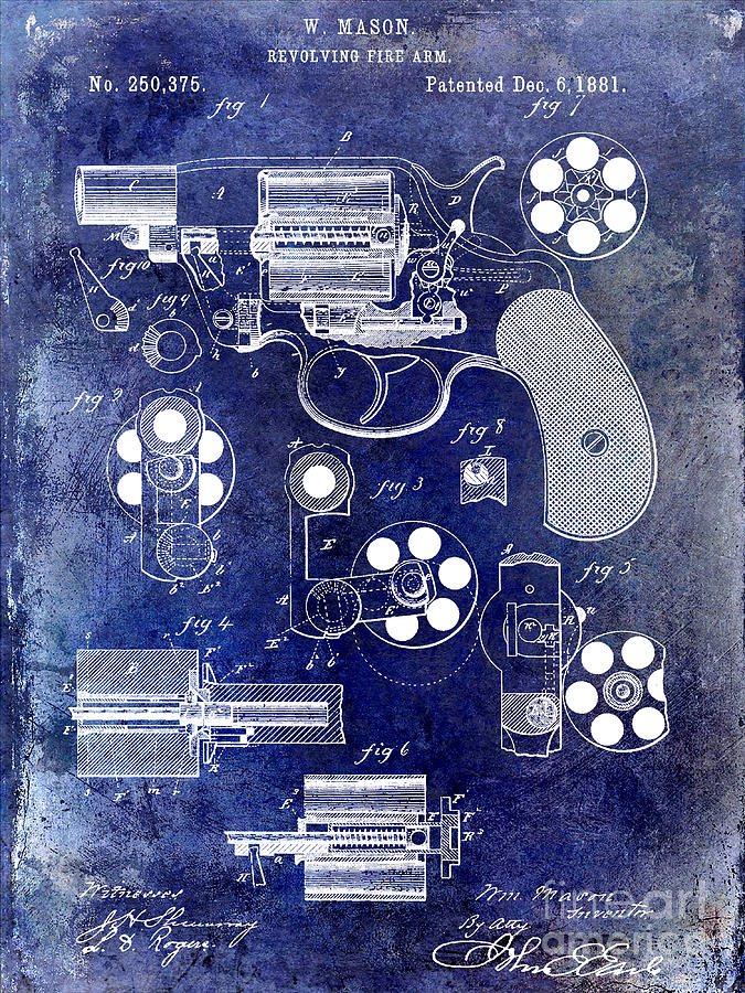 1881 Revolver Patent Blue Photograph by Jon Neidert