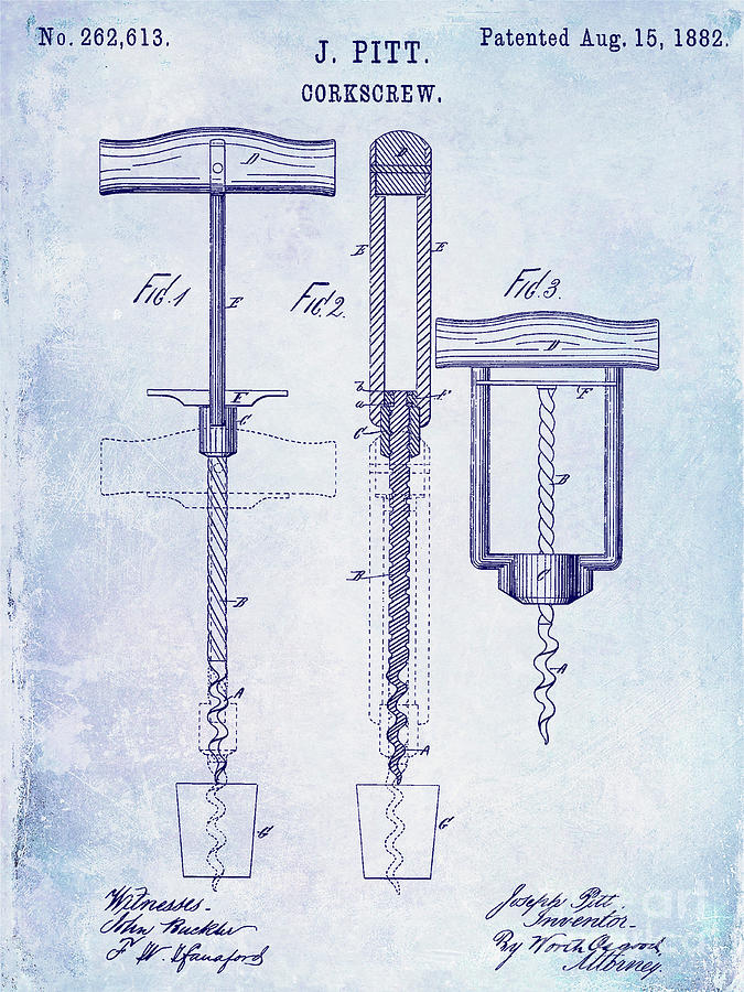 1882 Corkscrew Patent Photograph by Jon Neidert