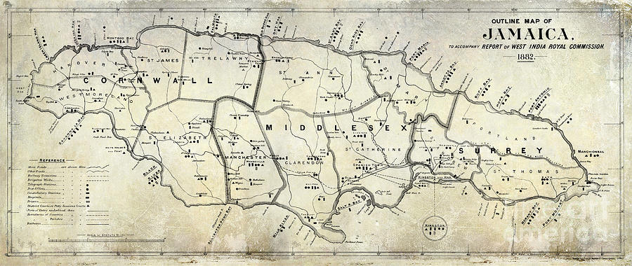 1882 Jamaica Map Photograph by Jon Neidert