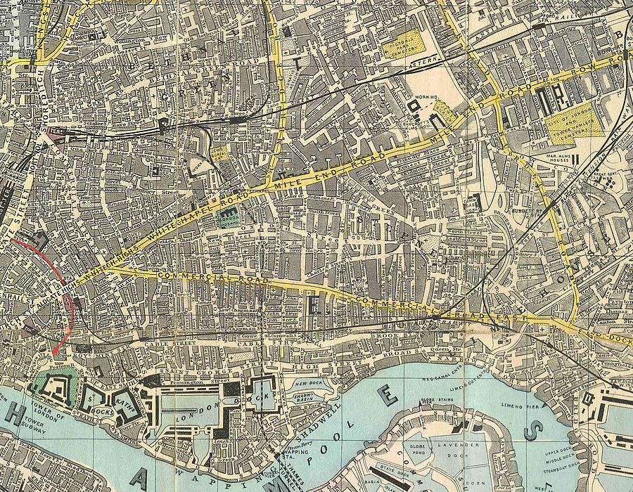 1882 Map of the East End of London Painting by Celestial Images