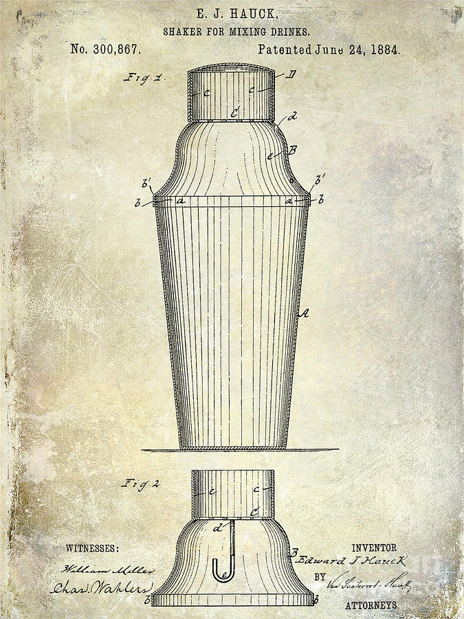 1884 Drink Shaker Patent Photograph by Jon Neidert