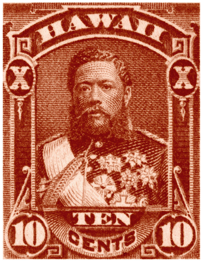 1884 Hawaiian King Kalakaua Stamp Painting by Historic Image