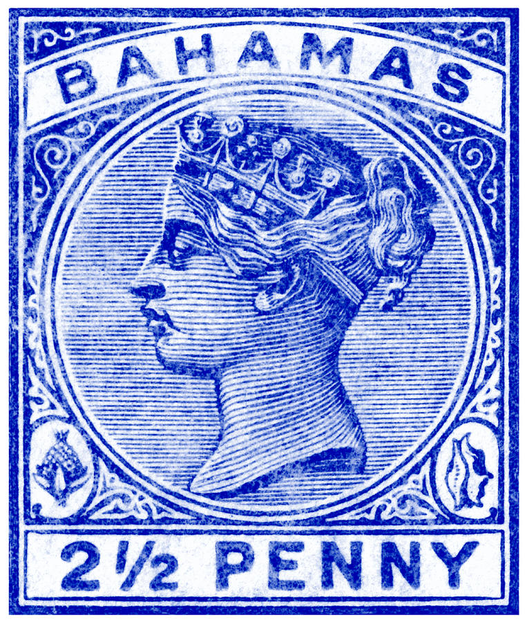 1884 Queen Victoria Bahamas Stamp Painting by Historic Image