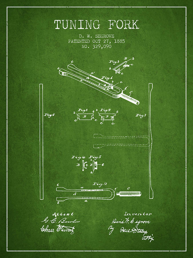 1885 Tuning Fork Patent - Green Digital Art