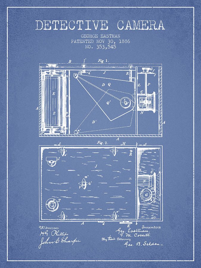 1886 Detective Camera Patent - Light Blue Digital Art