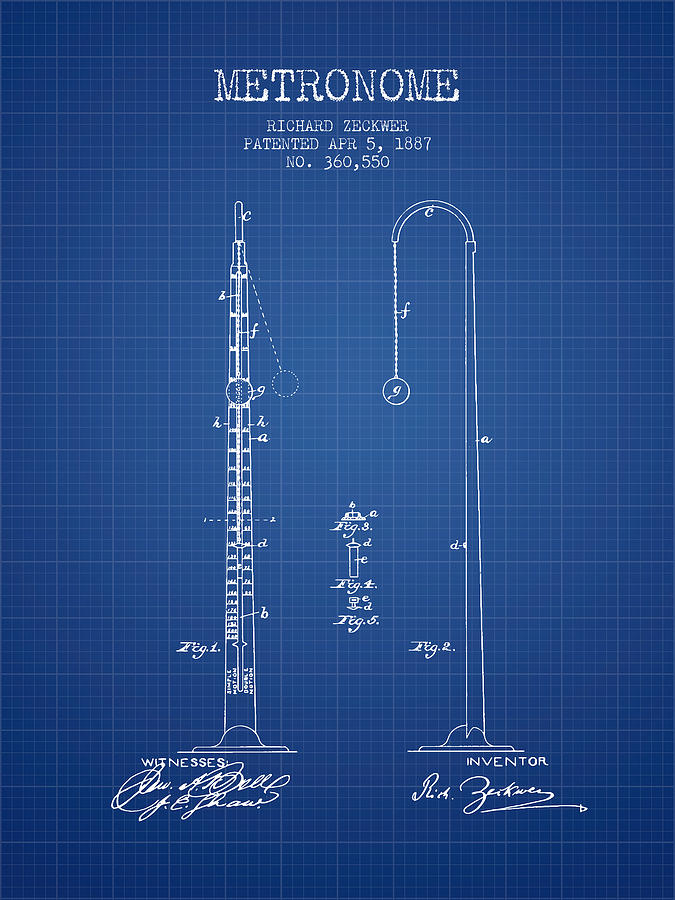 1887 Metronome Patent - Blueprint Digital Art