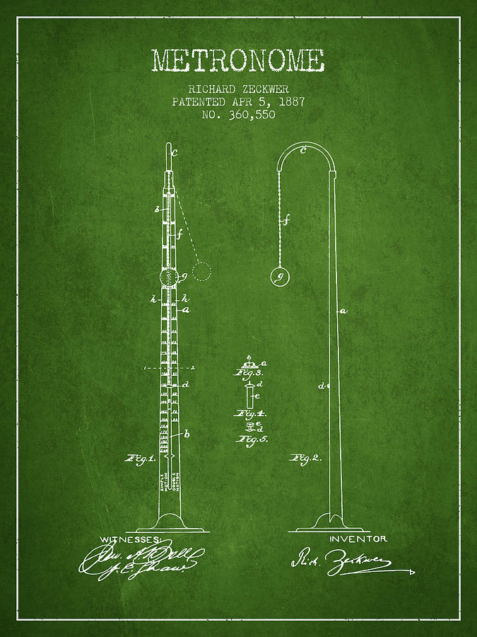 1887 Metronome Patent - Green Digital Art