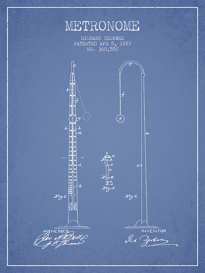 1887 Metronome Patent - Light Blue Digital Art