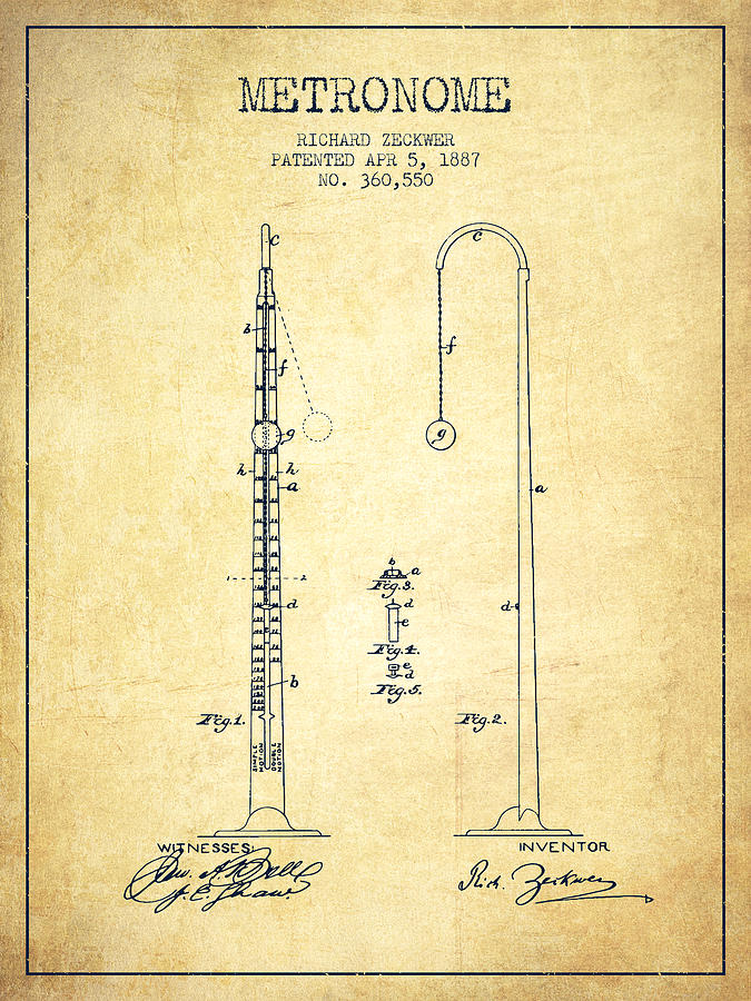 1887 Metronome Patent - Vintage Digital Art